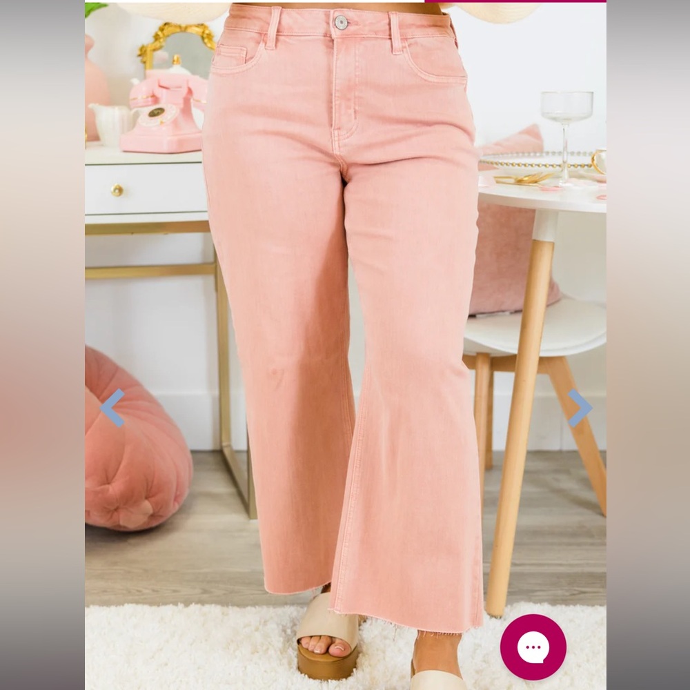 Women’s Pink Wide Leg Jeans - Flare Hem